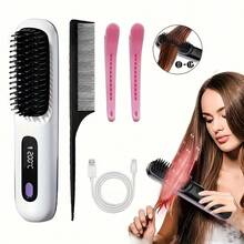 Cordless Hair Straightener, Portable Negative Ion Hot Comb, USB Charging, Fast Heating 3 Temperature Settings, Anti-Scalding, Suitable For Travel Daily Use, Women's Gift Compact And Portable - Multicolor - View 12