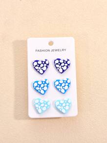 3 Pairs Bohemian Style Acrylic Geometric Print Earrings For Women, Jewelry For Party And Vacation