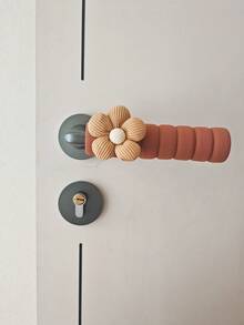 1/2个花纹门把手防撞保护套，柔软保暖，左右通用，防静电门锁套 - 棕色門把套 - 查看 18