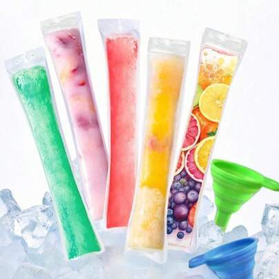 50 piezas Bolsas para paletas, bolsas resellables para helado casero, batidos, purés, hielo de fruta, perfectas para fiestas, cocina y como regalo.