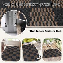 Checkered Easy Jute 3x5 Outdoor Patio Rug, Washable Rugs For Entryway Diamond Indoor Outdoor Living Room Carpet, Farmhouse Neutral Non Slip Black Door Carpet For Backyard Bedroom - 巧克力棕色/棋盤格-3 - 查看 5