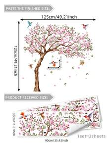 1set Peach Blossom Tree Branch And Birds Wall Stickers For Living Room And Bedroom Decoration, Stickers, Wall Decal, Vinyl Decal For Home Decorations, Spring Decoration Items Refresh Your Home, Rama Decoration Stickers Gifts Birthday Graduation - Multicolor - View 17