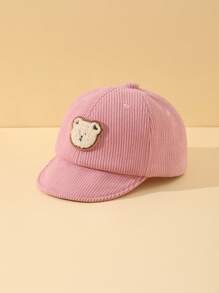 1pc Baby Bear Decor Corduroy Sun Hat Outdoor Baseball Cap For Daily Use, Suitable For Boys & Girls