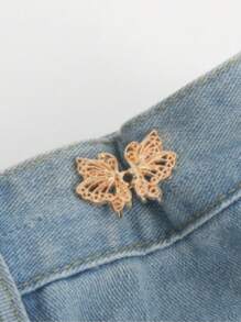 1 Pair Butterfly Waist Shaping Belt Buckles, Detachable Seamless Zinc Alloy Denim Buckle Waistband Adjuster