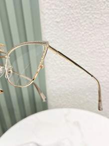 Gafas de ojo de gato para mujeres, con marco de metal decorado con diamantes y cristales, gafas de moda para comercio electrónico transfronterizo