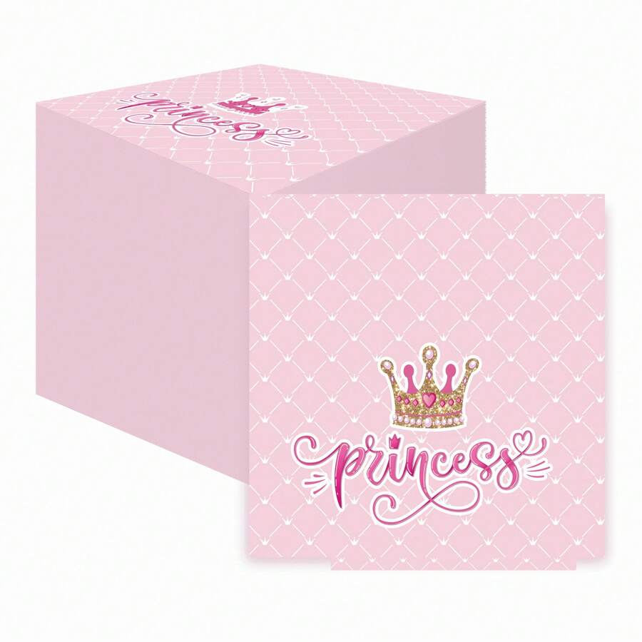 16pcs 13-Inch Expandable Letter And Crown Print Disposable Paper Napkins - Multicolor - View 1