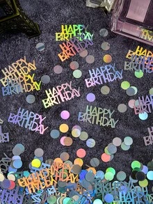 15克/30克/50克彩色生日纸屑，适合桌面装饰 - 生日快乐气球和星形散落纸屑，迪斯科风格婴儿派对装饰，性别揭晓派对，周年纪念派对用品，可重复使用的闪光桌面装饰 - 彩色 - 查看 3