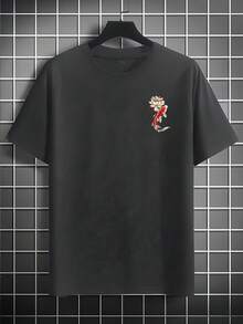 SU ER 男士时尚印花宽松短袖T恤 | 精致设计 | 夏季必备 | 易于搭配，展现您的风格 - 深灰色 - 查看 3