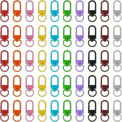 10/20/30/50pcs Macaron Color Swivel Key Chain Accessories With Mini Buckle Bag Decor Pendant DIY Valentine's Day Holiday Small Ornaments