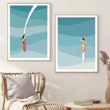 1PC Abstract Minimalist Sea Beach Surfboard Mountain Posters And Prints Wall Art Canvas Painting Wall Pictures For Living Room Decor Optional Frame ﻿