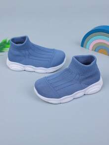 1 par de zapatos ligeros para niños pequeños con suela suave y transpirable de malla, adecuados para uso casual tanto en interiores como en exteriores, para primavera/otoño - Azul - Ver 3