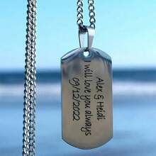 Collar de placa de identificación de acero inoxidable personalizado para hombres - Joyería personalizada con grabado único, regalo perfecto para el Día de San Valentín y el cumpleaños