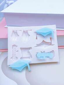 1个毕业帽和文凭形状硅胶模具