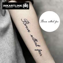 Hình dán hình xăm bán vĩnh viễn không thấm nước INKARTLINK | Cụm từ tiếng Anh nghệ thuật & Thiết kế hình xăm thực vật | Hình xăm giả tạm thời đầy cảm hứng cho cánh tay và vai - màu đen - Xem 3