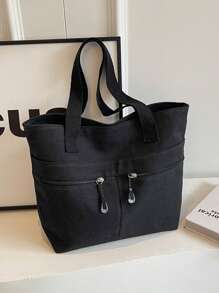 1pc Large-Capacity Canvas Tote Bag For Women, New Style 2025, Suitable For School And Commuting, Crossbody Bag.