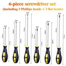 6pcs Magnetic Screwdriver Set, S2 Alloy Steel, 3 And 3 Flat Head Professional Cushioned Handle Screwdriver Set, Professional Repair Tool
