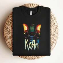 180g Pure Cotton Korn 2014 Tour T-Shirt Versatile Slightly Fashion Streetwear Soft Unisex Print Round Neck Short Sleeve Designer Clothes Homme Graphic Breathable For Women Stretched Top For Everyday Wear Comfortable Summer Stylish Casual - 黑色 - 查看 3