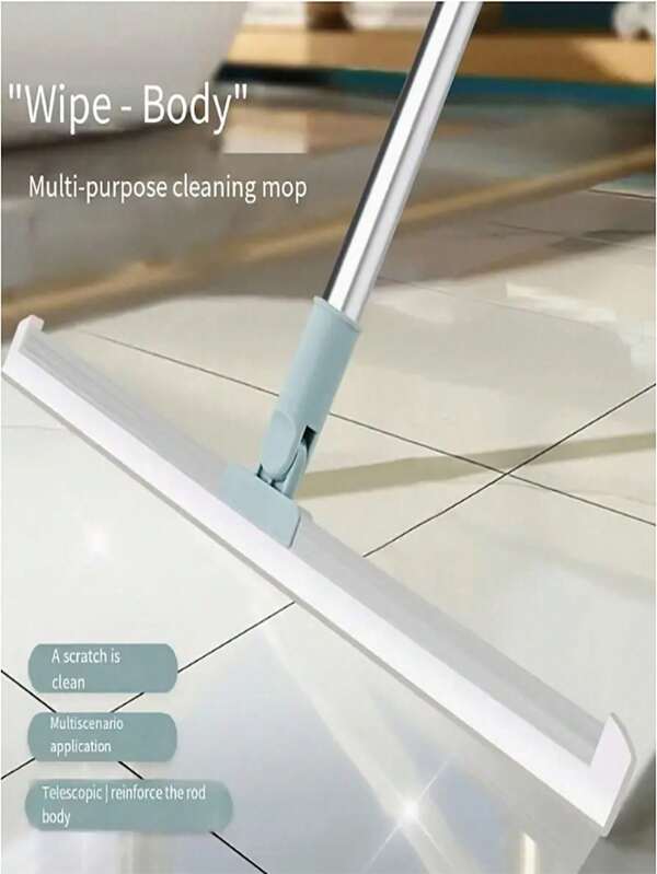 1PC Durable Seamless Fit Thickened Silicone Magic Broom, Both Dry And Wet Use, Retractable Silicone Floor Scraper, Bathroom Floor Wiper, Window Wiper, Water Wiper, Magic Broom Suitable For Floors, Glass, Tiles, Windows, Removing Water Stains, Dust, Pet Hair, Cleaning Supplies, Cleaning Tools