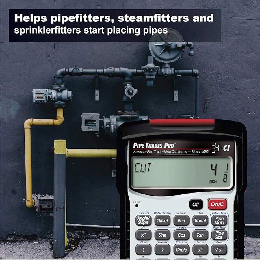 Calculated Industries 4095 Pipe Trades Pro Advanced Pipe Layout And Design Math Calculator Tool For Pipefitters, Steamfitters, Sprinklerfitters And Welders | Built-In Pipe Data For 7 Materials , White - Calculator - View 1