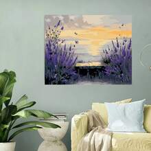 DIY Digital Oil Painting Kit For Adults, 40*50cm With Paint And Brush, Great For Stress Relief, Numbered Painting, Handmade Digit Filling, Purple Lavender, Suitable For Beginner Art Wall Painting, Home Decor Wall Craft, Zero-Base Painting, Ideal Gift For Friends (Frameless) - Multicolor - View 4