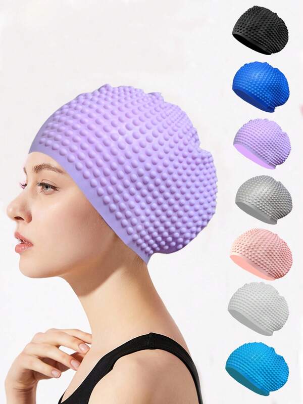 Silikon Schwimmkappe, hochelastische dicke Schwimmkappe, geeignet für langes/kurzes Haar, Herren & Damen, hält Haare trocken, leicht abzunehmen, wasserdichte rutschfeste Schwimmkappe, Strandutensilien, Strandaccessoires, Poolschwimmer