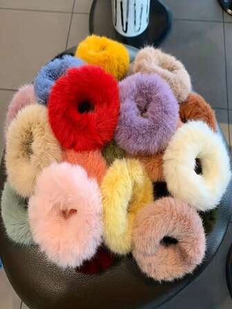 10 st. färgglada plyschhårsnoddar för kvinnor, hårsnoddar, håraccessoarer, slumpmässiga färger för vardagligt bruk, hårsnoddar, avslappnad hästsvans