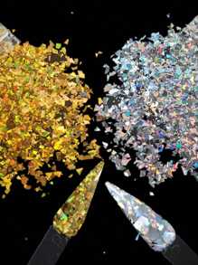 10g/Bag Holographic Nail Glitter Flakes Sparkly 3D Asymmetrical Shiny Sequins Nails Supplies Polish Manicure Nail Art Decorations DIY Nail Charms Nail Gems