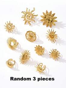 1/3/6 Stück modische, goldplattierte Edelstahl Spiral-Herz & Lächelndes Gesicht verstellbare Ringe, geeignet für Frauen Sommer Strandparty Urlaub Alltag, Geschenke für Paare oder Freunde