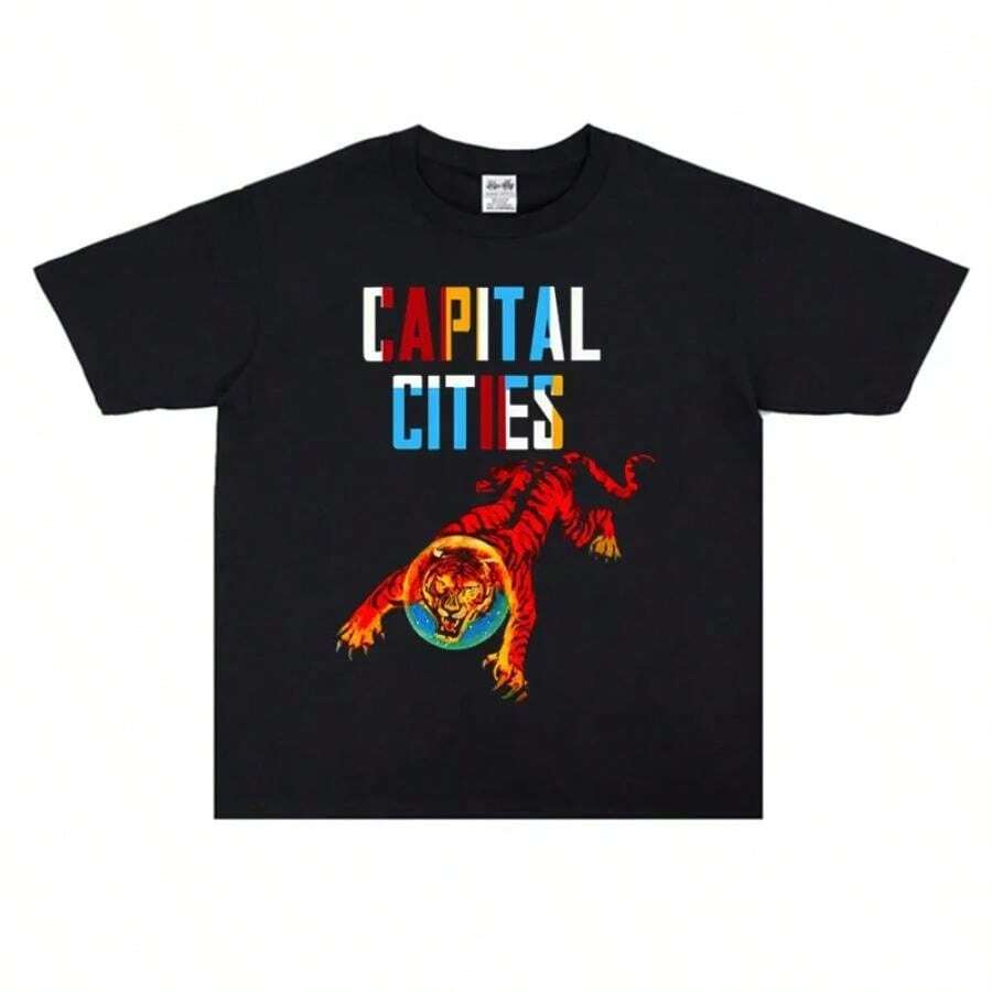 2025夏の都城都市独立バンドプリント男女tシャツカジュアルブランド高品質男性tシャツ - ブラック - チェックする 1