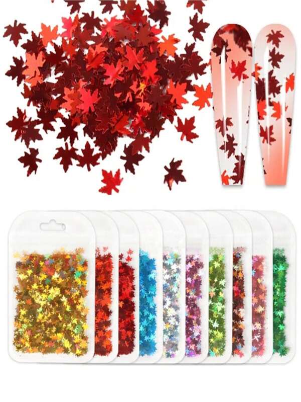 3-Gram Nail Art Maple Leaf Shaped Glitter Nail Art Decoration, Also Suitable For Jewelry Fill In The Blank, Etc