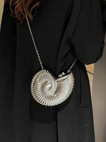 Elegante muschelförmige Party-Clutch, einzigartiges Design Muschelhandtasche, glänzende Abendhandtasche für Frauen mit Ketten-Schulter-/Umhängegurt, geeignet für Kopfhörer, Münzen, elegante Muschelgeldbörse perfekt für Partys, Hochzeiten, Abendessen und Bankette, passend zu Hochzeitskleider, Abendgarderobe, Ballkleider, Geburtstagsoutfits und Damen-Partygarderobe