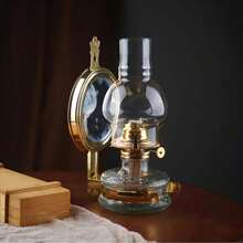 1pc, Vintage Rustic Oil Lamp For Indoor Wall-Mounted Use - Large Hurricane Lamp With Kerosene Lantern - Nostalgic Craft Lamp For Kitchen And Home Decor