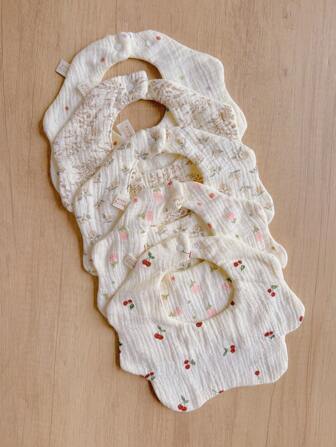 5件装婴儿围嘴，纯棉纱布柔软口水巾，防水新生儿口水围兜，婴儿颈巾