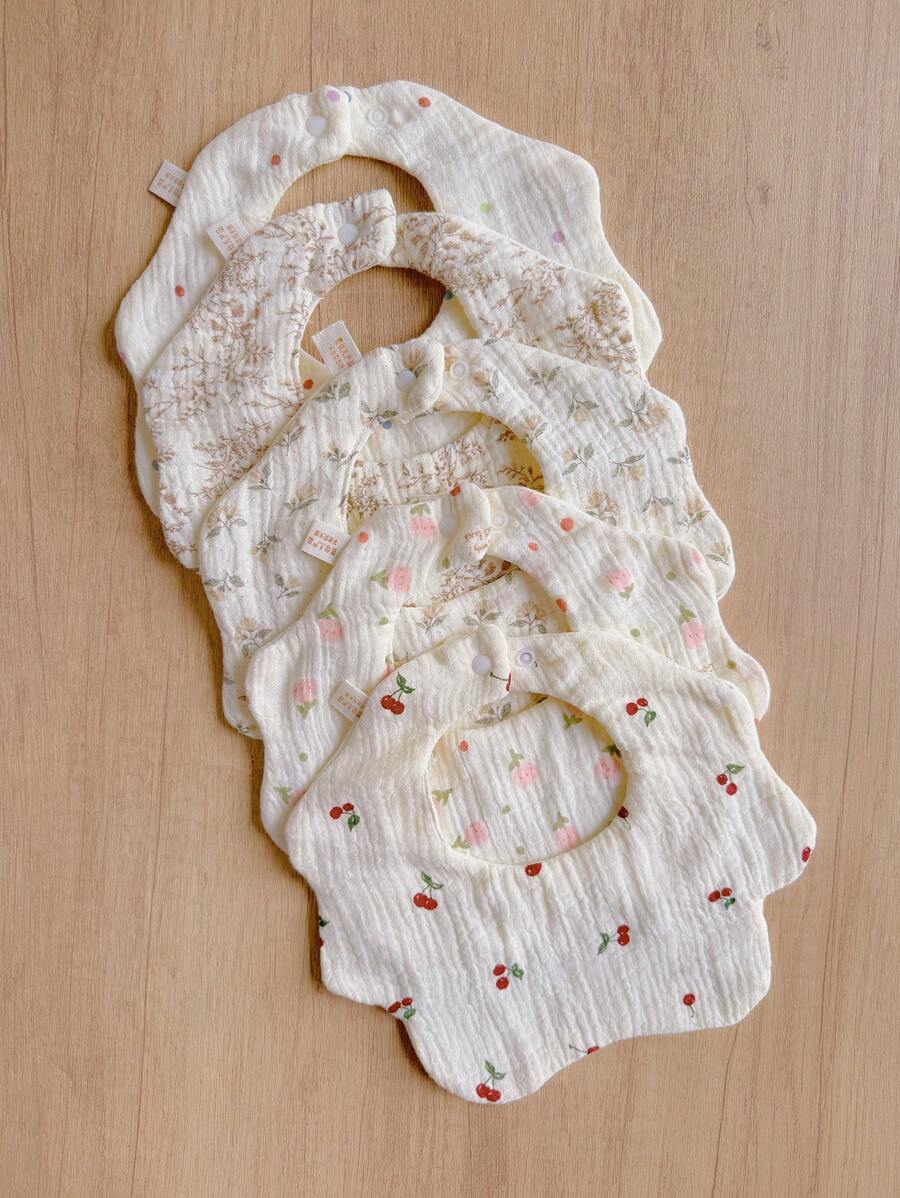 5pcs/Pack Baby Bibs, Cotton Gauze Soft Saliva Towel, Waterproof Newborn Dribble Bib, Infant Neck Scarf