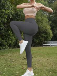 4 Stück gerippte nahtlose Leggings, Outdoor Sport Yogahosen, Fitness Basisschicht Strumpfhosen, dehnbar & vielseitig für Gym oder Lässig Tragen