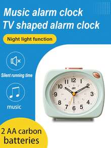Reloj despertador multifuncional con música, con volumen ajustable, función de repetición, función de luz nocturna, operación silenciosa, no molesta el descanso ni la lectura, decora tu dormitorio, mesita de noche, oficina, sala de estar, dormitorio escolar, muy hermoso, también es un regalo ideal para estudiantes en la temporada escolar, un reloj imprescindible para la decoración escolar, sorpresa escolar, decoración del dormitorio, decoración del hogar, decoración de la habitación, útiles escolares - Multicolor - Ver 4