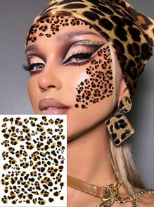 3 Blatt Gepardenmuster Tattoo Leoparden temporäre Tattoos realistische Tier Fake Tattoos Halloween Gesichtstattoos Gepardenkostüm Make-up für Party Festival Halloween