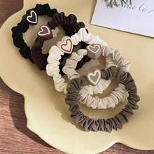 5-Piece New Coffee Love Pendant Hair Tie - Cute Bowknot Elastic Rubber Hairbands For Girls - For Ladies - Suitable For Casual Wear And Special Occasions - The Perfect Gift For Girls And Ladies,Hair Scrunchies