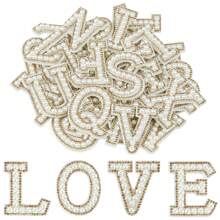 26 Pcs Pearl Rhinestone Letter Iron On Patches A-Z 5models/Styles In 5 Colors, Patch For Bridal Dress Bridesmaid Dress Girl Clothing Shoes Hat Bag Arts Craft