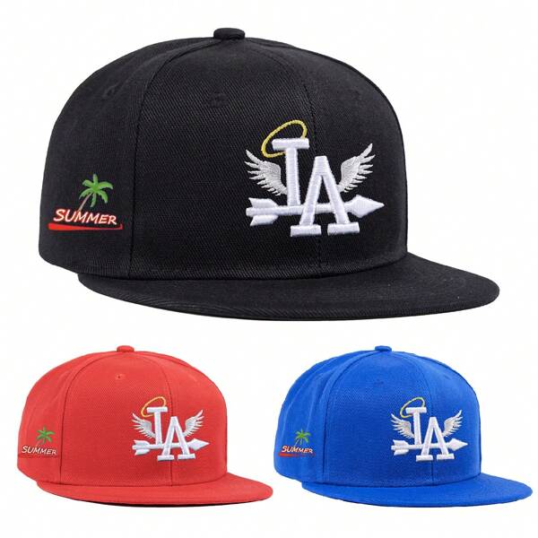 1pc, 2025 New Letter Wing Pattern Side Coconut Tree Embroidery Fashion High Quality Snapback Men's Versatile Casual Baseball Hat Personalized Hip Hop Caps