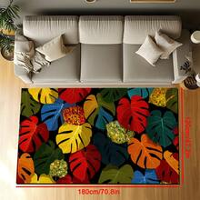 1 块奢华热带植物图案地毯，1100 克高密度仿羊毛 + TPR 可洗底部，厚度 0.6 厘米，复古欧洲经典柔软蓬松地毯，适用于户外、入口、客厅、卧室、洗衣房、浴室，可机洗四季大尺寸垫子，家居装饰