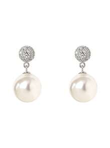 1 Paar glamouröse 925 Sterling Silber Ohrringe mit kubischem Zirkonia & Kunstperle, Partyschmuck Ohrringe für Frauen, Geschenkschmuck