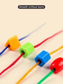 25/40/100 件儿童穿珠积木玩具，几何穿珠益智玩具，用于专注力训练，幼儿园开发玩具，适合 3-6 岁儿童的创意 DIY 礼物 - Thread Stringing Beads Building Blocks - 查看 5