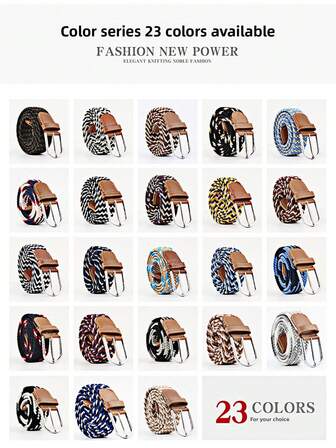 1pc 23 Colors 3 Sizes Elastic Woven Waist Belt (Width 3.3cm, Length 107-130cm), Fashion Sports Style For Men Summer, School Casual, Business, Boyfriend Husband Father Dad Men Gift, Daily Wear, Fashion, Teen, Outdoor, Vacation, Athletic, Travel, Street, Boho, Vintage Fall, Autumn, Halloween Autumn-Winter Accessories,Suitable For Teens, Youth,Men,Casual, Outdoor, Athletic, Vacation, Graduation Gifts, Birthday, Daily Wear