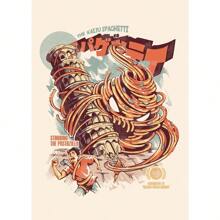 1 PIEZA Pintura en lienzo con diseño de Kaijus japoneses, comida, sushi, ramen, Burgerzilla para decoración de cocina, sala, dormitorio y comedor. Póster vintage divertido, arte de pared moderno con opción de marco.