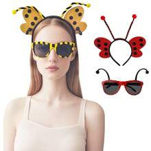 2pcs Set Bee, Ladybug Wing Headband And Glasses, Adult Party Cosplay Headpiece, Glasses, Suitable For Outdoor Play, Beach Photo Props, Various Festivals, Halloween, Carnival Outfit