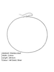 1pc Stainless Steel Shiny Broccoli Textured Delicate Chain Necklace For Women - Silver - View 5