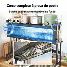 105cm Kitchen Dish Drainer Hanging Self-Supporting Modular Sink Rack Organizer Shelf Dust Cabinet Door - 105cm Black (set) - View 3
