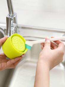 1pc/2pcs Multi-Functional Portable Cleaning Brush With Scraper, Suitable For Cleaning Gaps Of Doors, Windows, Cups, Baby Bottles, Kitchen Stove, Sink And Other Sanitary Corners