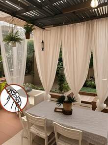 4pcs/2pcs/1pc Outdoor Beige Sheer Mosquito Net Curtains, Sheer Sheer Curtain Rod Pockets Breathable, Height Adjustable For Gazebo, Patio, Cabin, Backyard, Porch, Garden, Pavilion, Balcony And Corridor - Multicolor - View 3